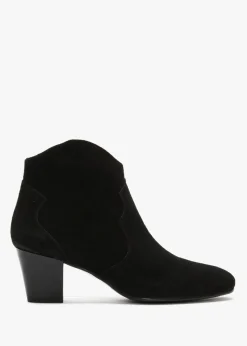 Barara Black Suede Western Ankle Boots
