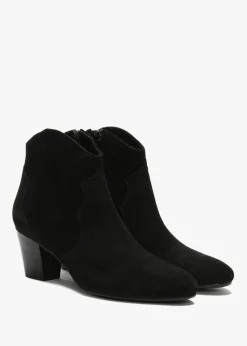 Barara Black Suede Western Ankle Boots