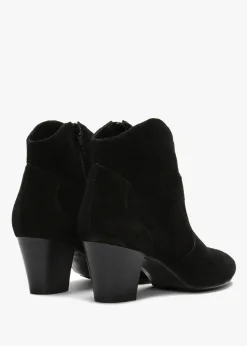 Barara Black Suede Western Ankle Boots