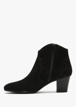 Barara Black Suede Western Ankle Boots