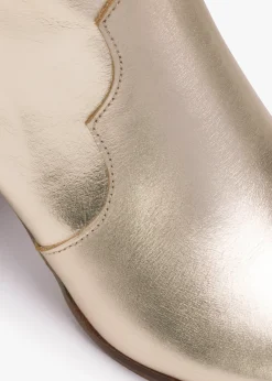 Barara Gold Leather Western Ankle Boots