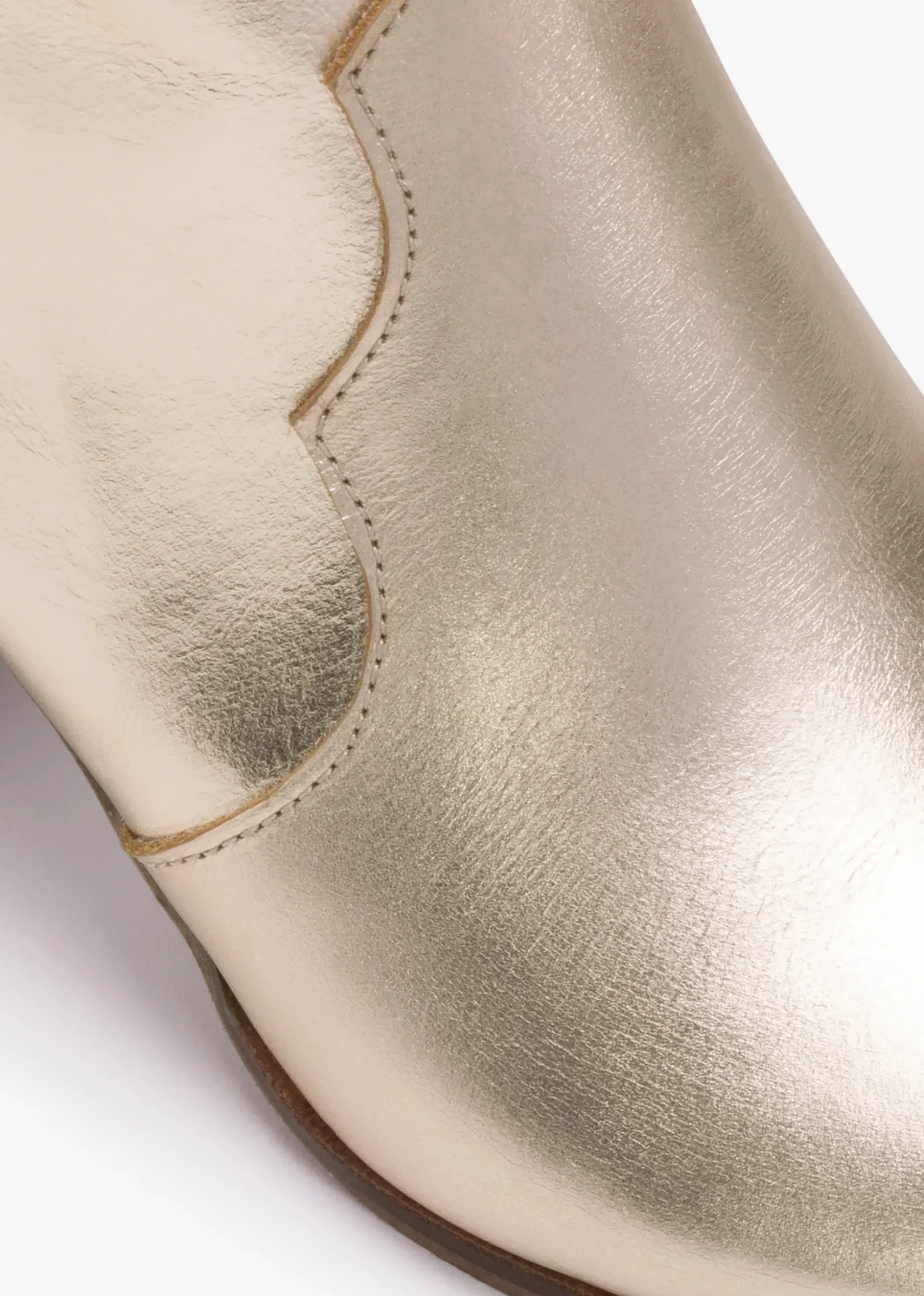 Barara Gold Leather Western Ankle Boots