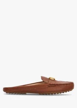 Barnsbury Pebbled Lauren Tan Leather Backless Mules