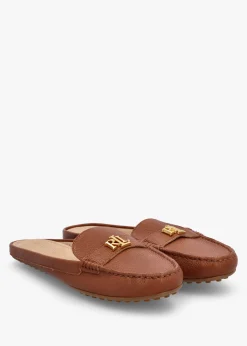 Barnsbury Pebbled Lauren Tan Leather Backless Mules