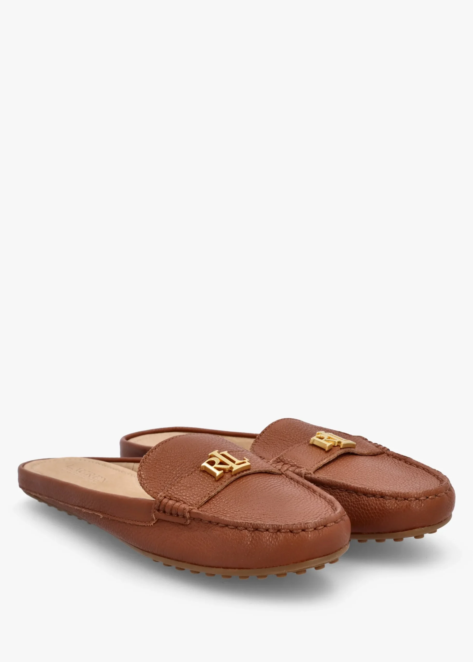 Barnsbury Pebbled Lauren Tan Leather Backless Mules
