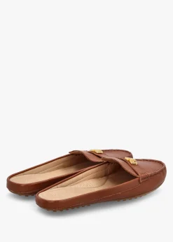 Barnsbury Pebbled Lauren Tan Leather Backless Mules