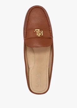 Barnsbury Pebbled Lauren Tan Leather Backless Mules