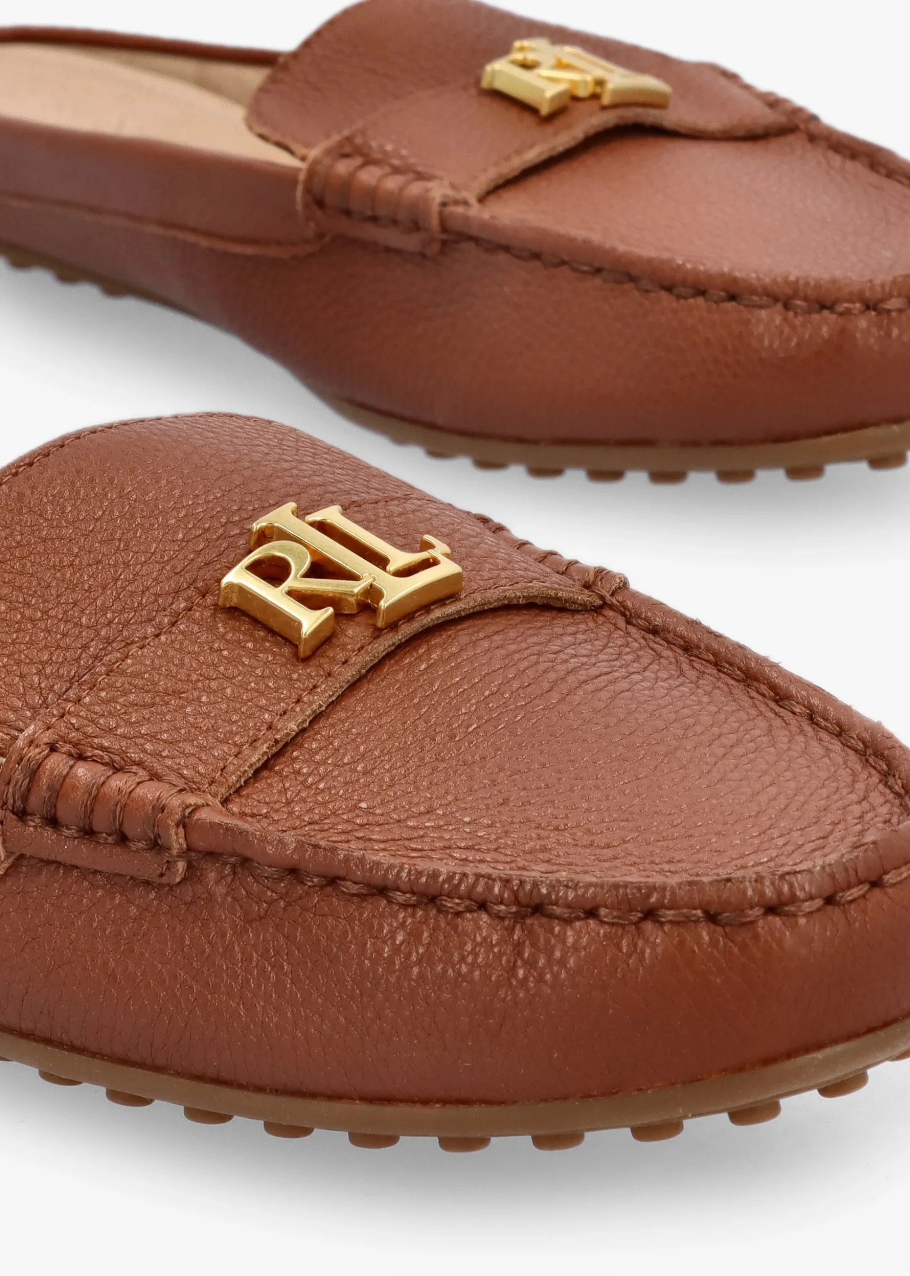 Barnsbury Pebbled Lauren Tan Leather Backless Mules