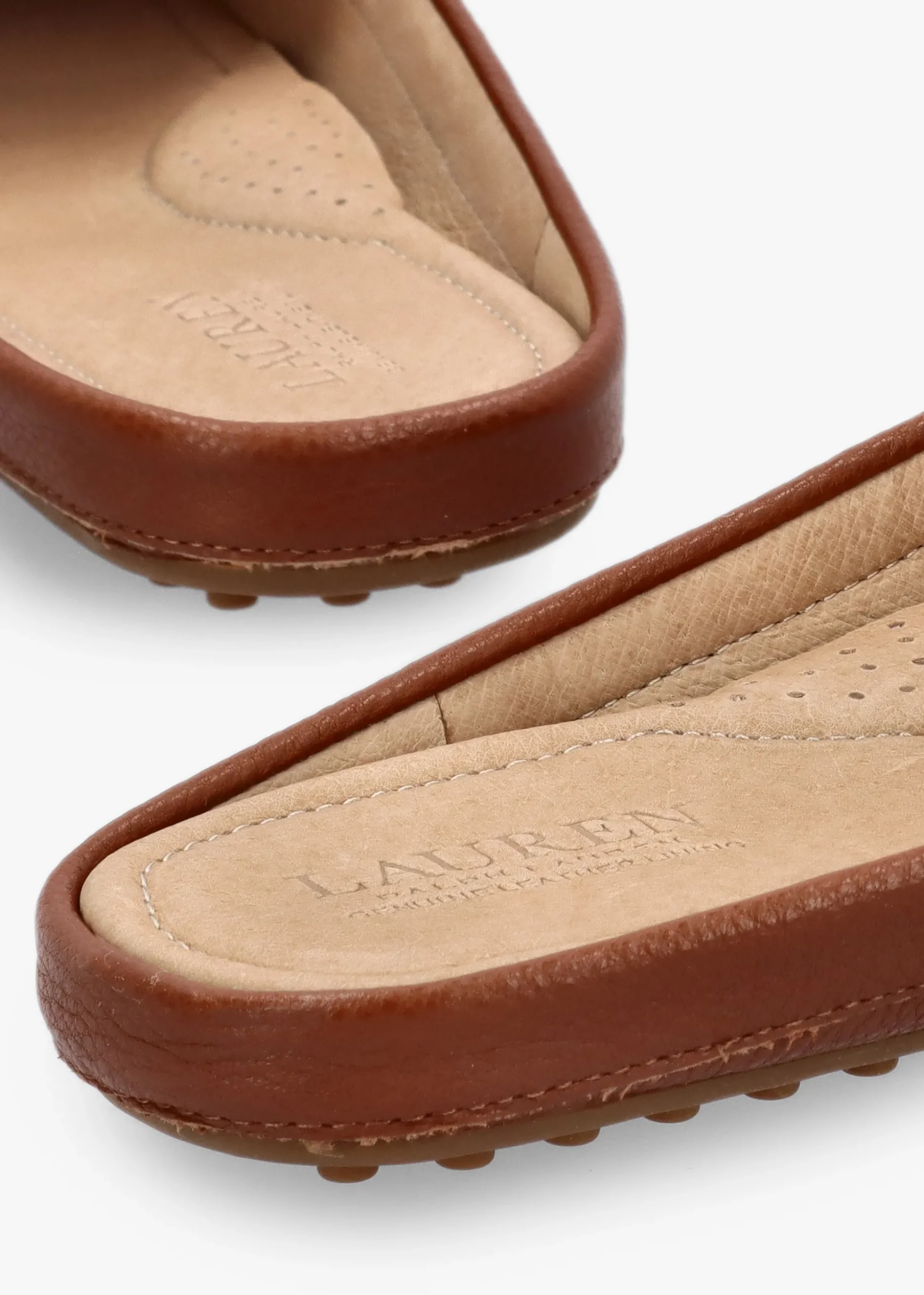 Barnsbury Pebbled Lauren Tan Leather Backless Mules