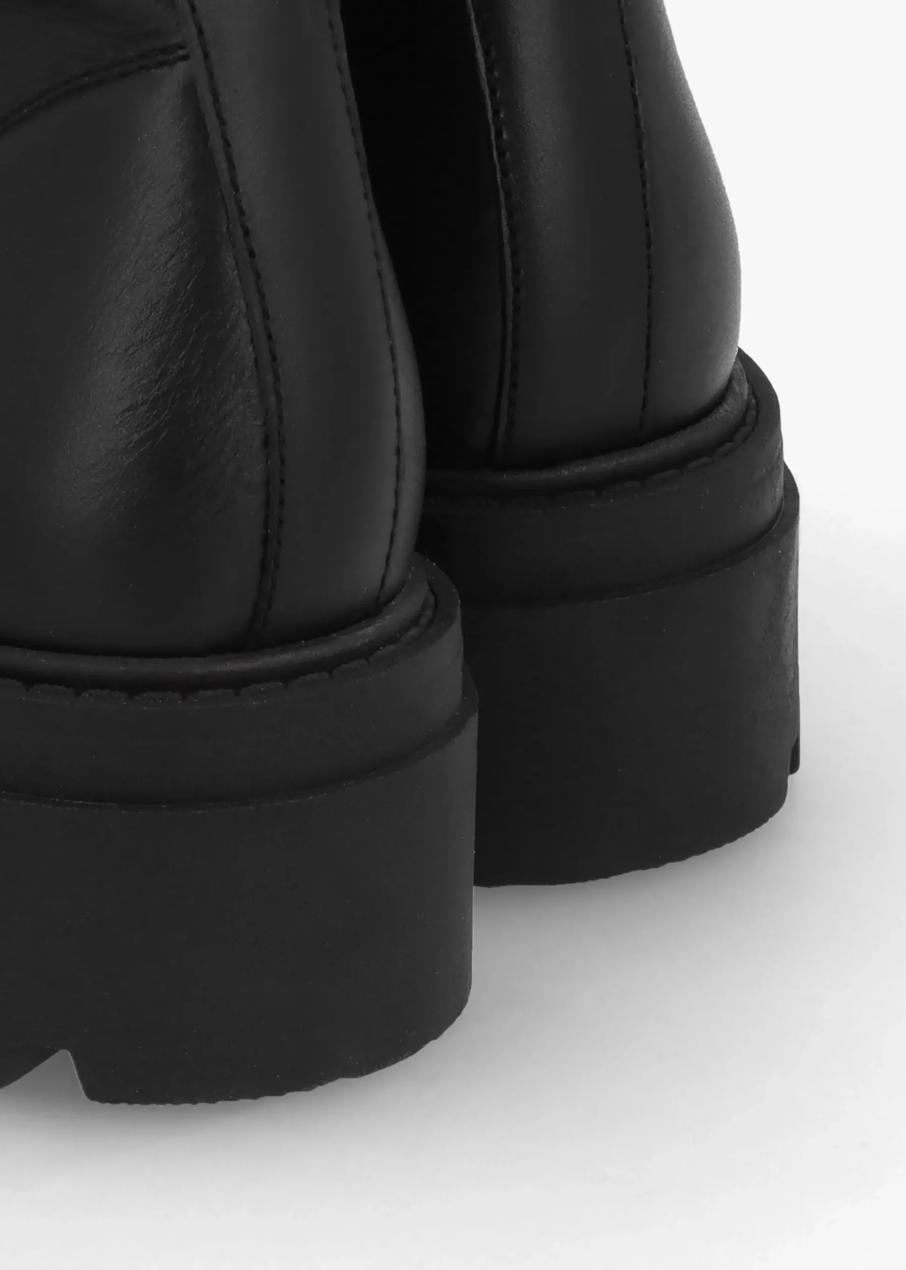 Beata Black Leather Lace Up Ankle Boots