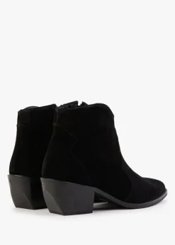 Becks Black Suede Western Ankle Boots