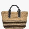 Beige & Black Woven Striped Shopper Bag