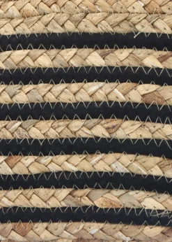 Beige & Black Woven Striped Shopper Bag