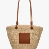 Beige & Tan Woven Straw Bucket Shopper Bag