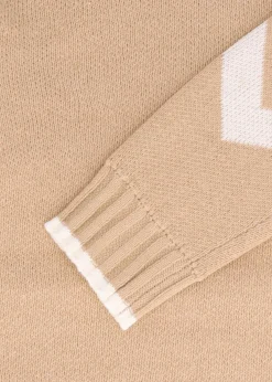 Beige Cotton Mix Roll Neck Knitted Jumper