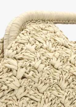 Beige Woven Paper Clutch Bag
