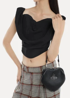 Belle Black Heart Frame Cross-Body Bag