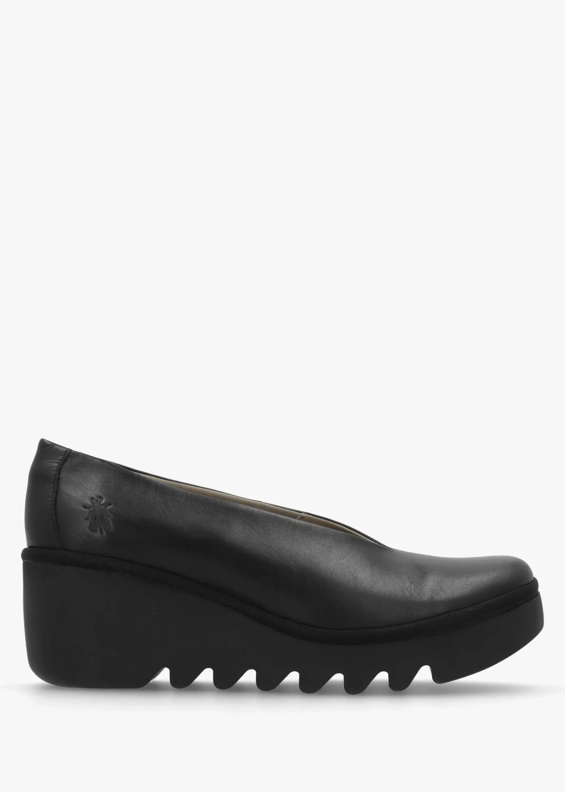 Beso Black Leather Wedge Court Shoes