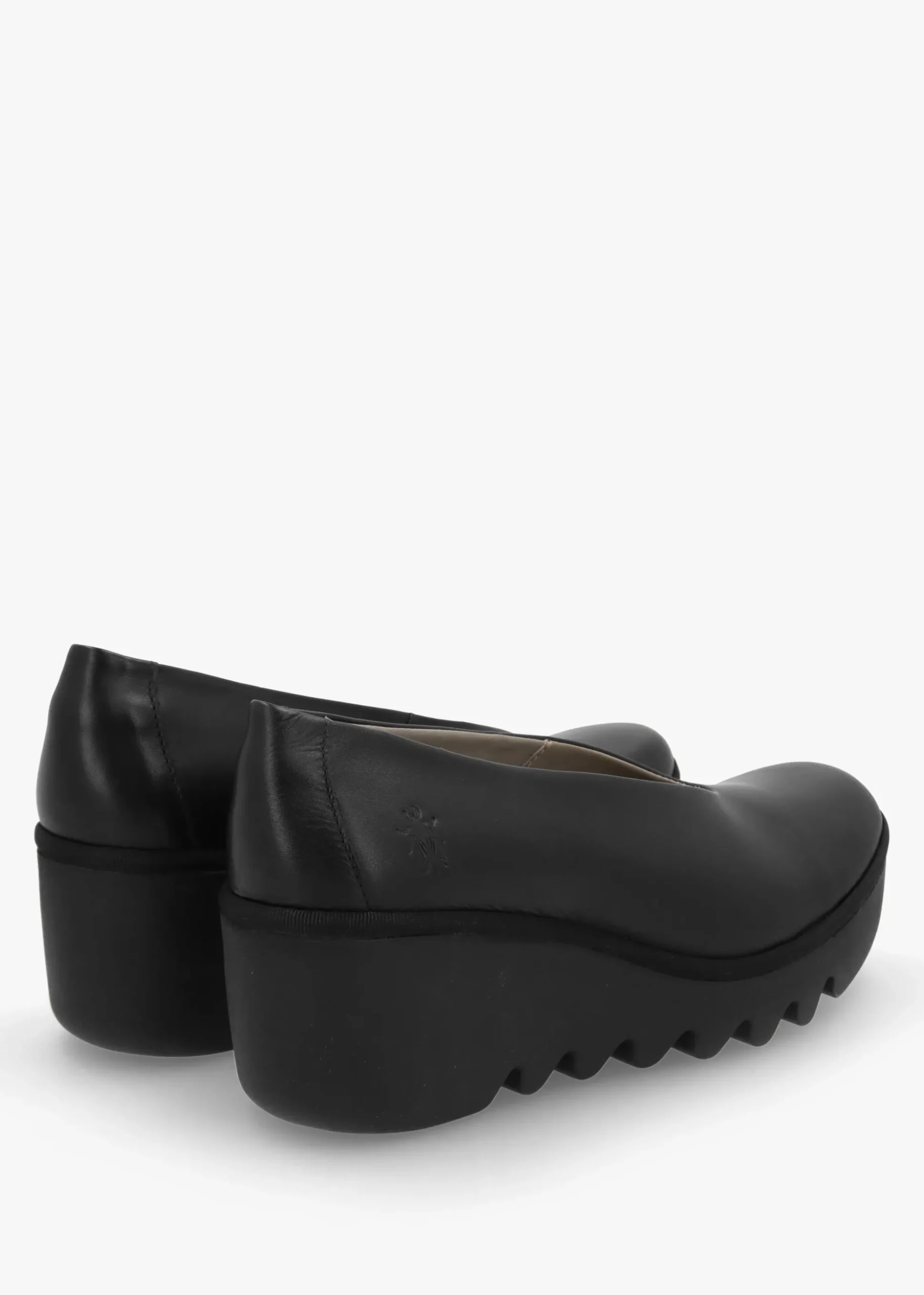 Beso Black Leather Wedge Court Shoes