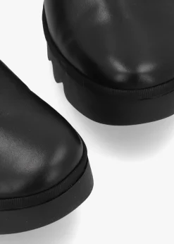 Beso Black Leather Wedge Court Shoes