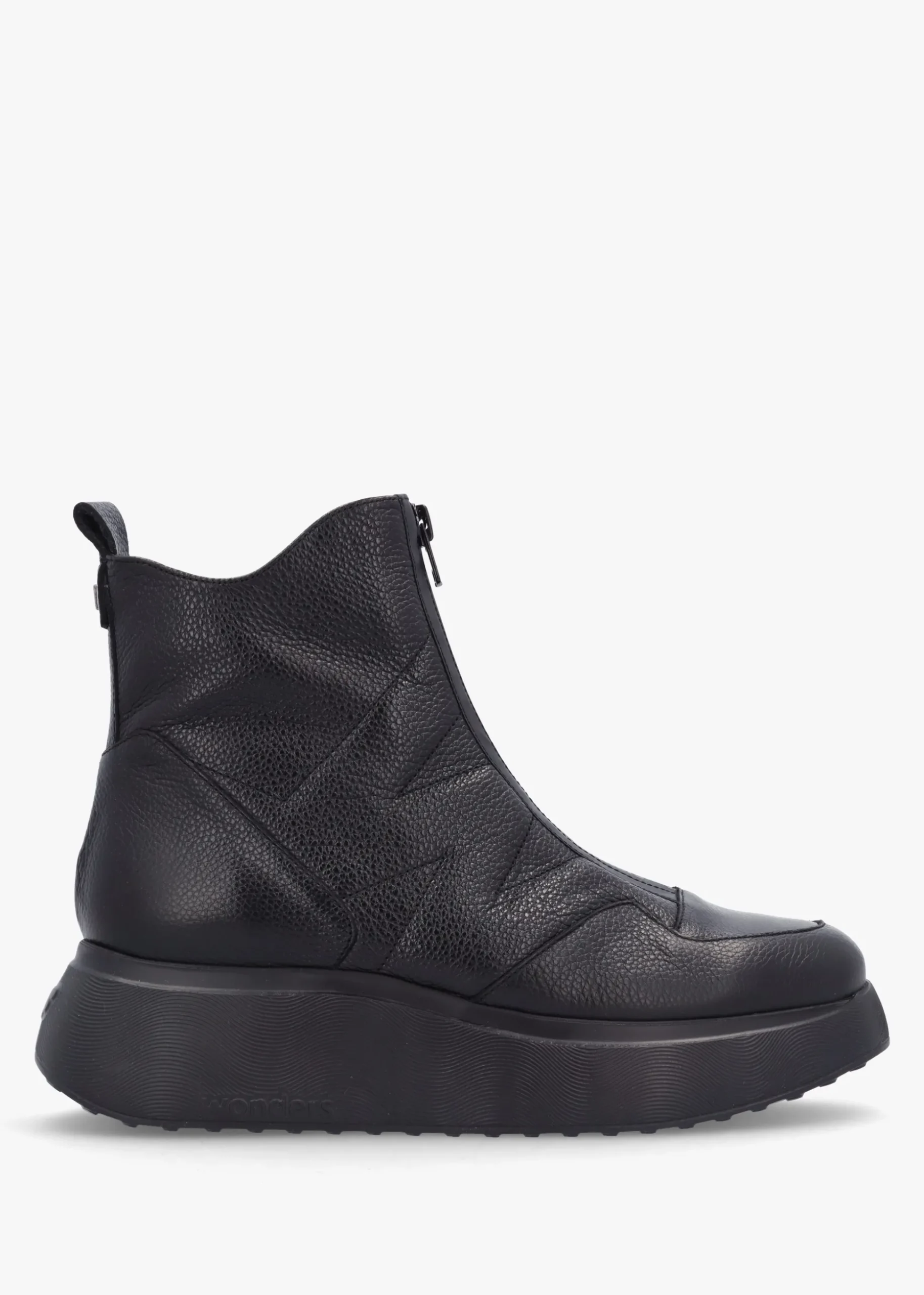 Beti Black Leather Wedge Ankle Boots