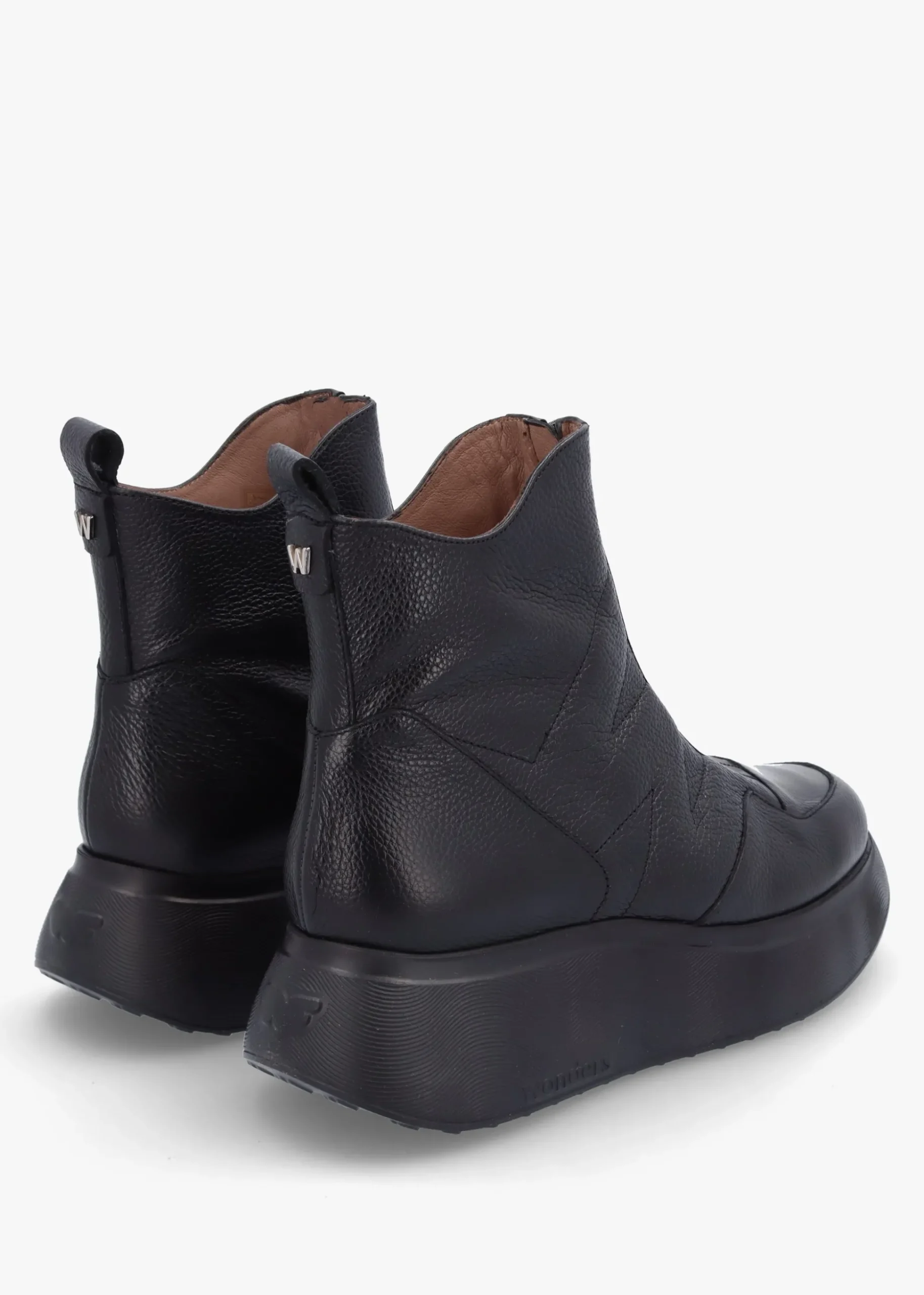 Beti Black Leather Wedge Ankle Boots