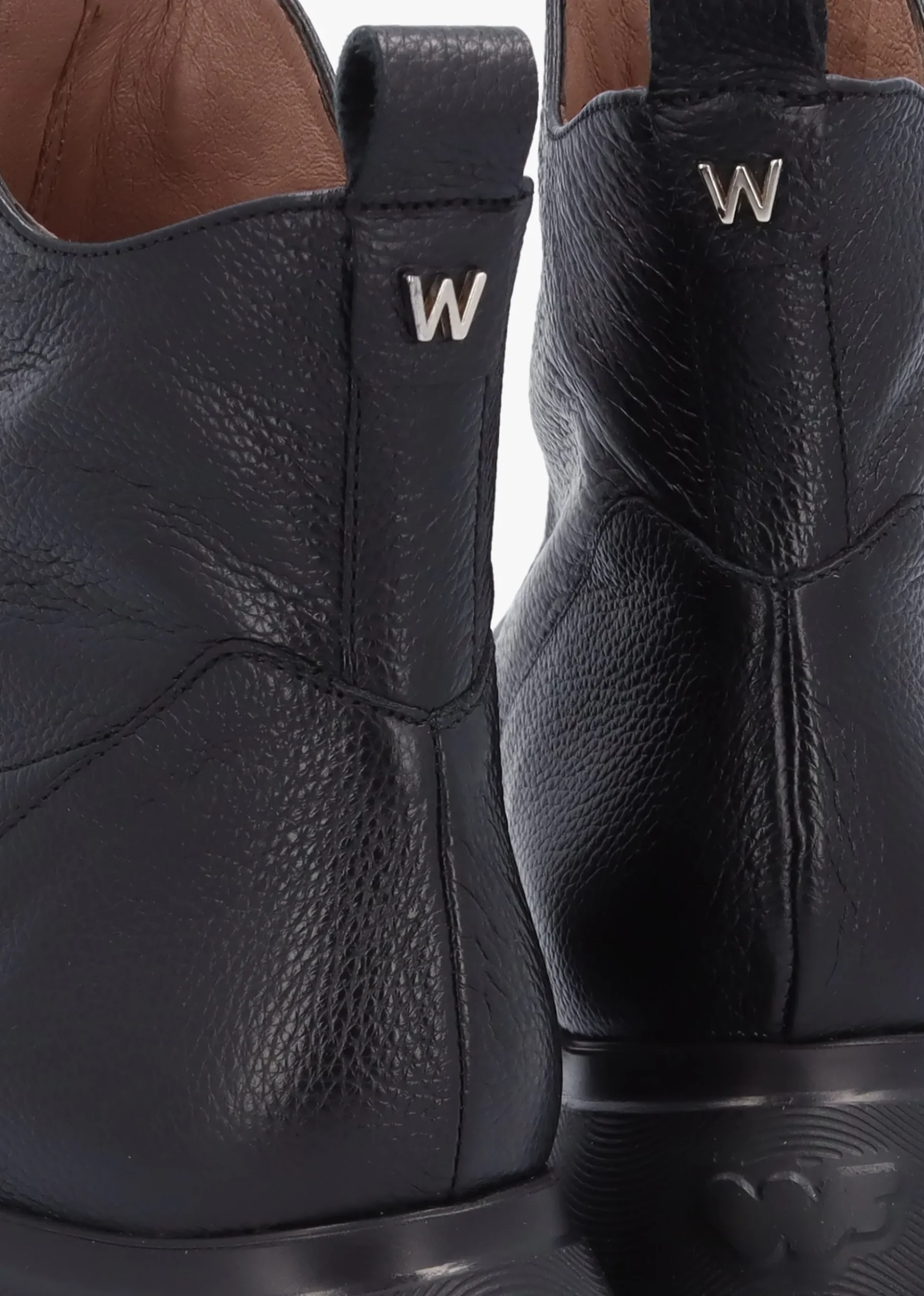Beti Black Leather Wedge Ankle Boots