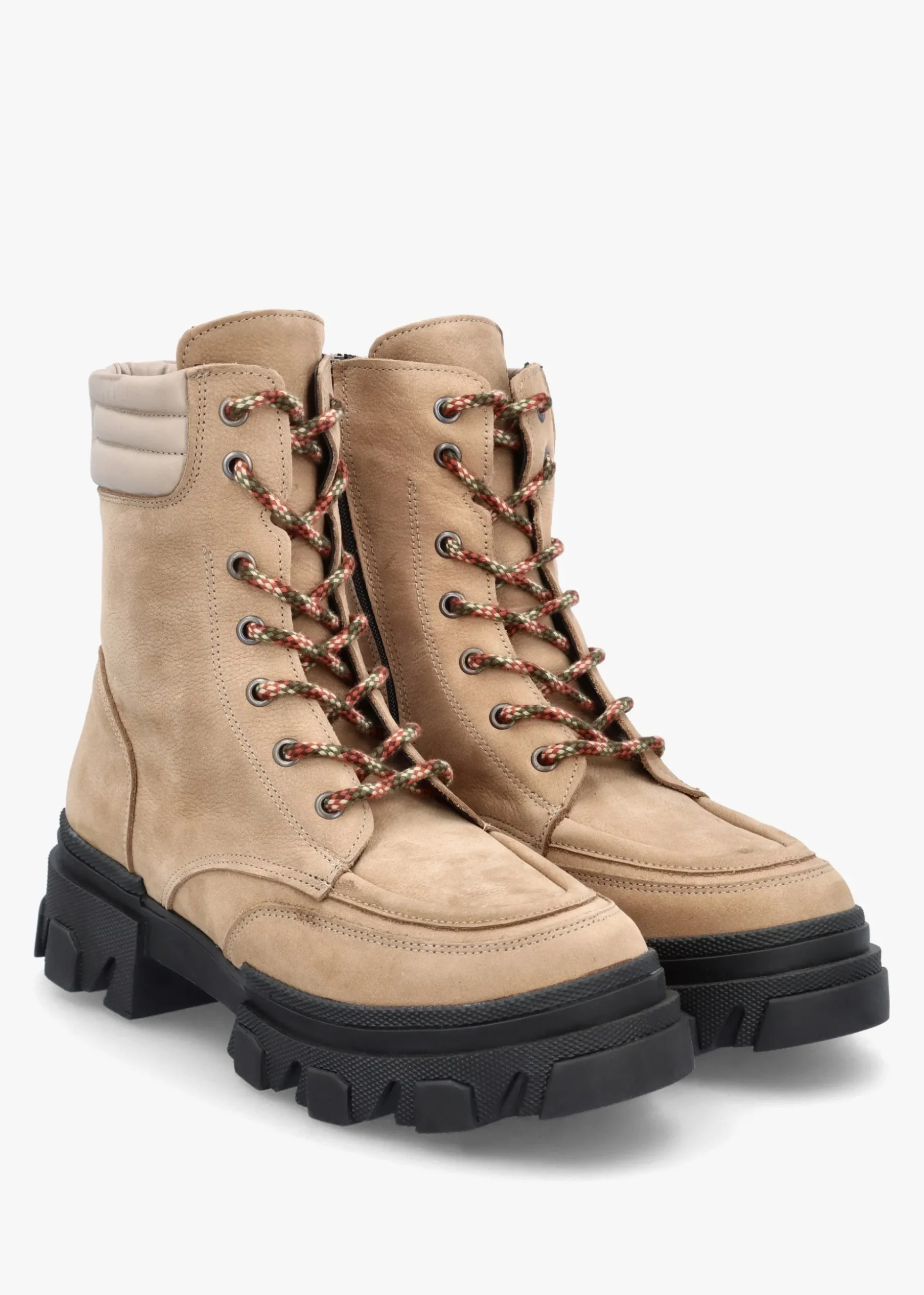 Betro Beige Nubuck Leather Chunky Ankle Boots