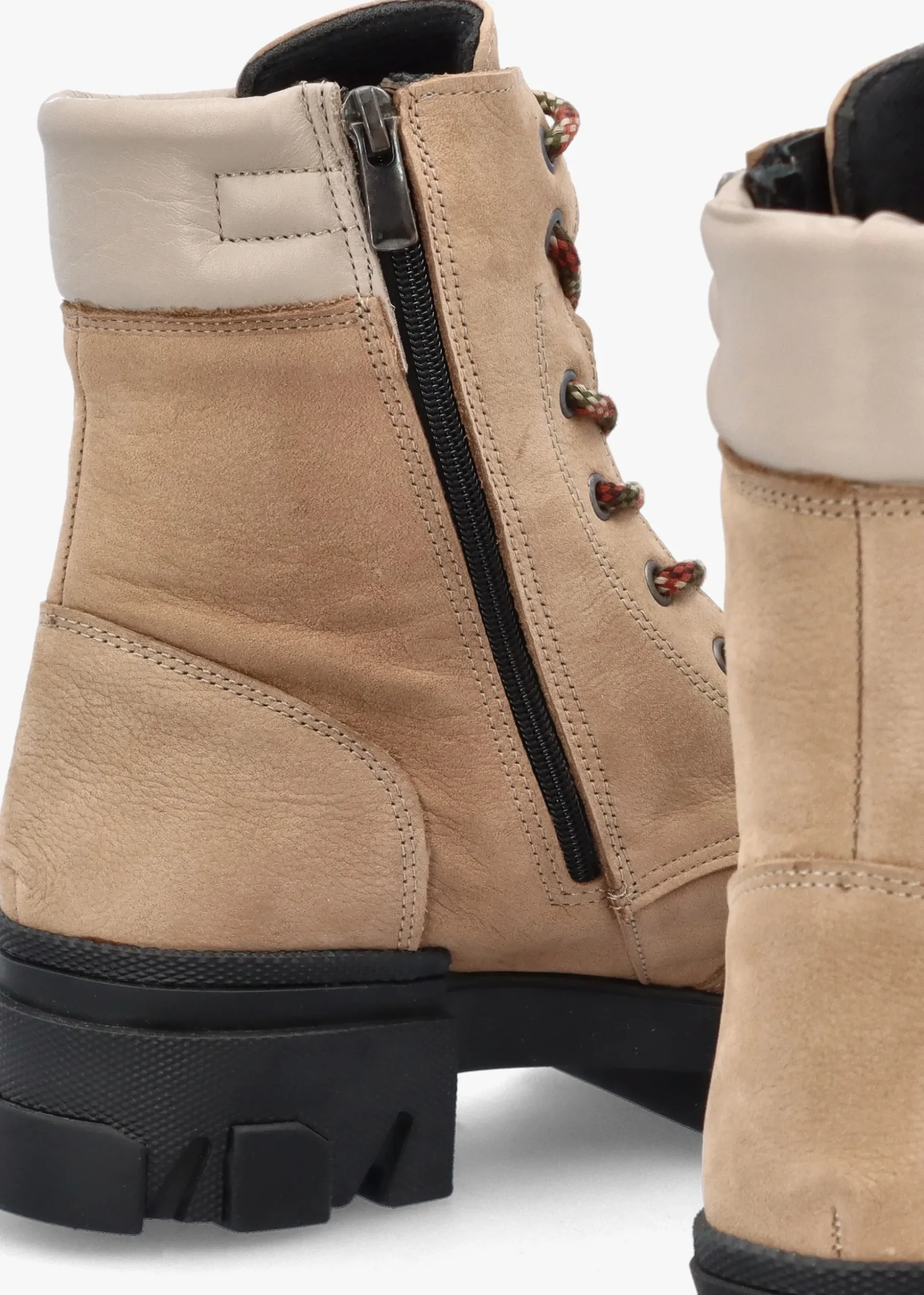 Betro Beige Nubuck Leather Chunky Ankle Boots