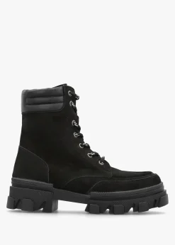 Betro Black Nubuck Leather Chunky Ankle Boots