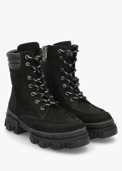 Betro Black Nubuck Leather Chunky Ankle Boots