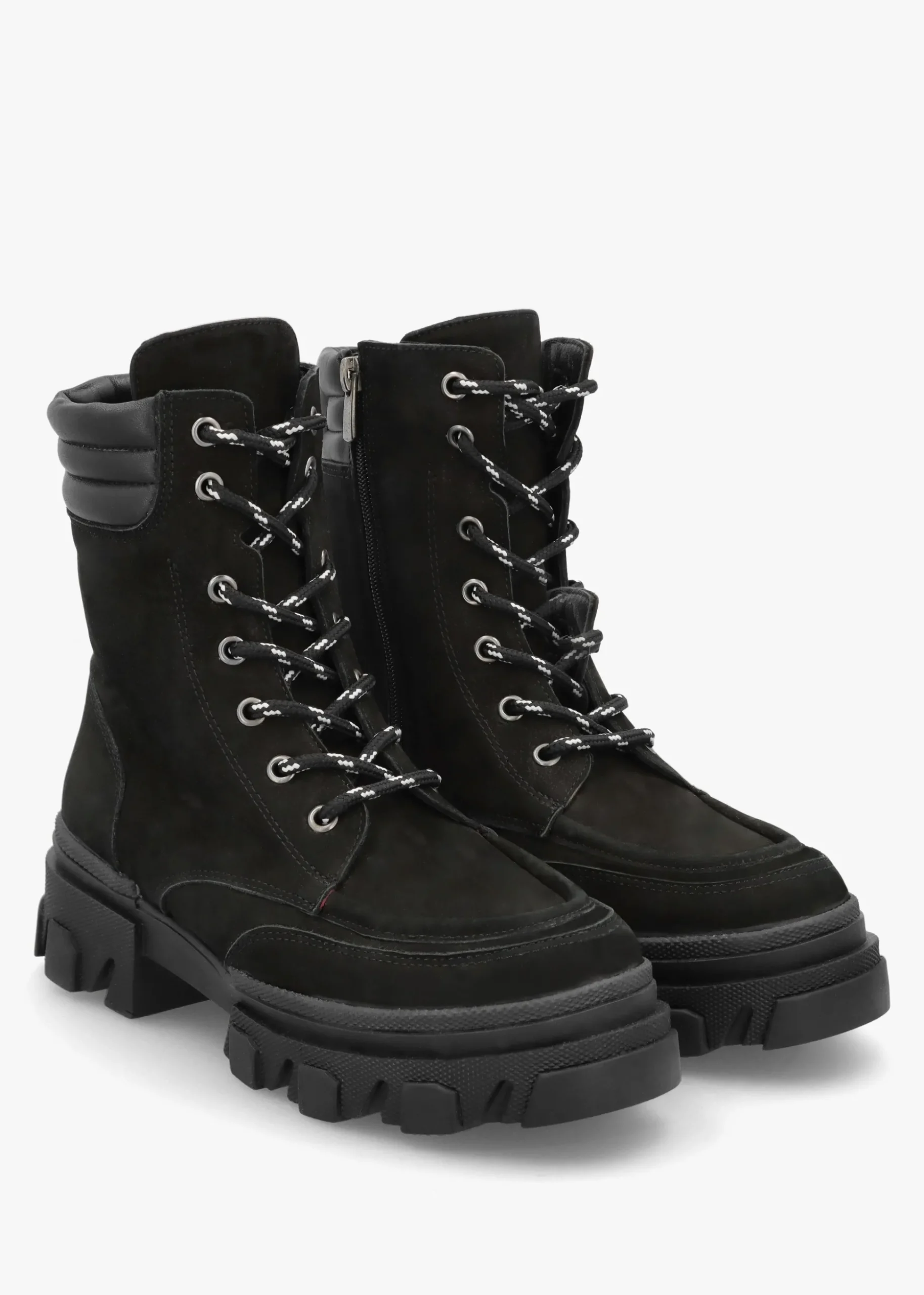 Betro Black Nubuck Leather Chunky Ankle Boots