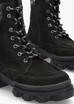 Betro Black Nubuck Leather Chunky Ankle Boots