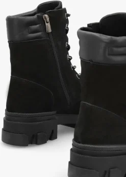 Betro Black Nubuck Leather Chunky Ankle Boots
