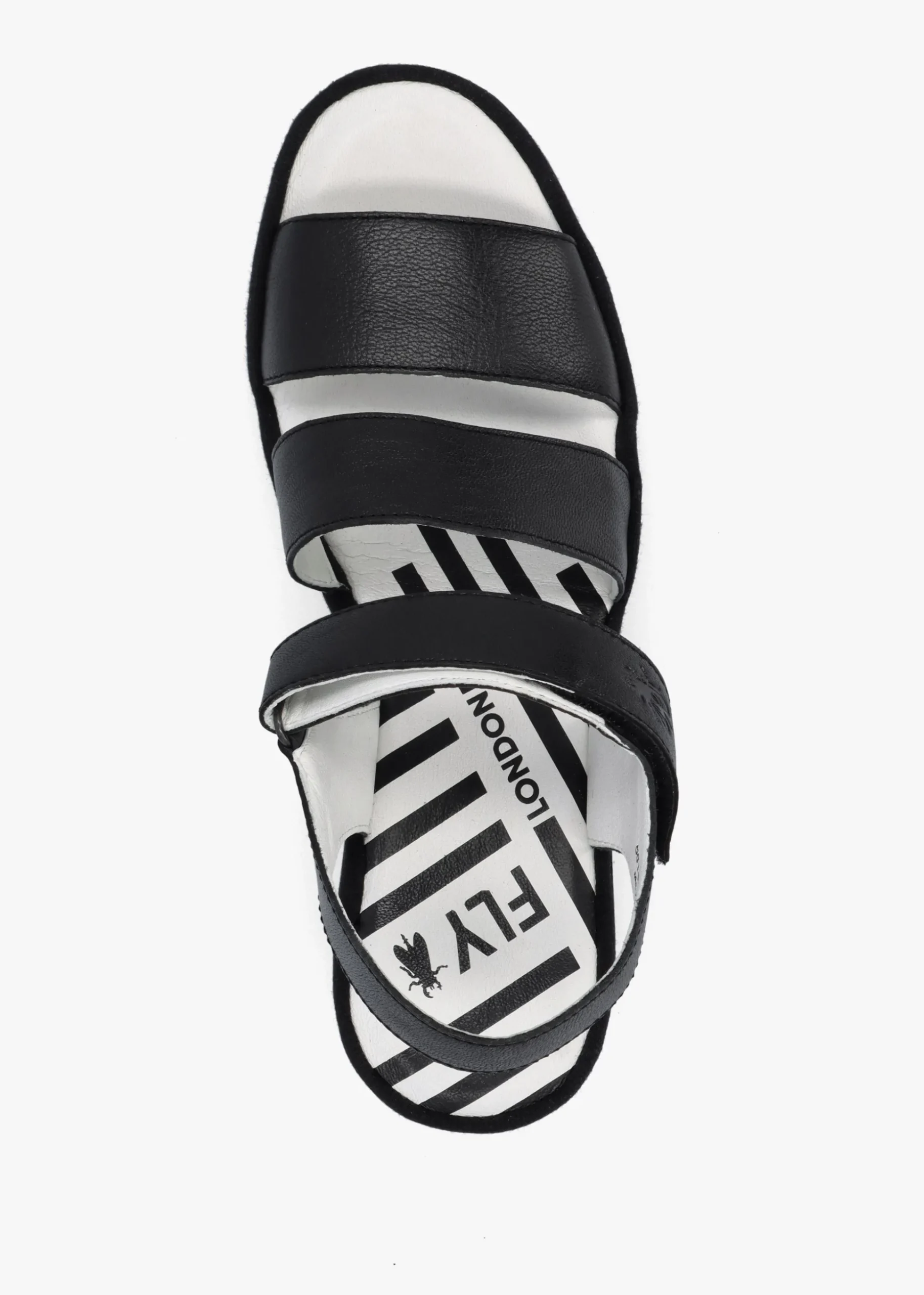 Bexy Black Leather Mid Wedge Sandals