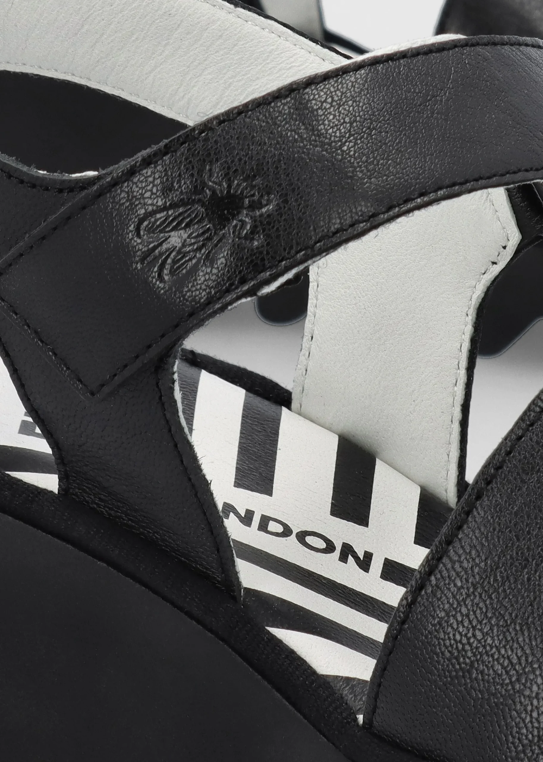 Bexy Black Leather Mid Wedge Sandals