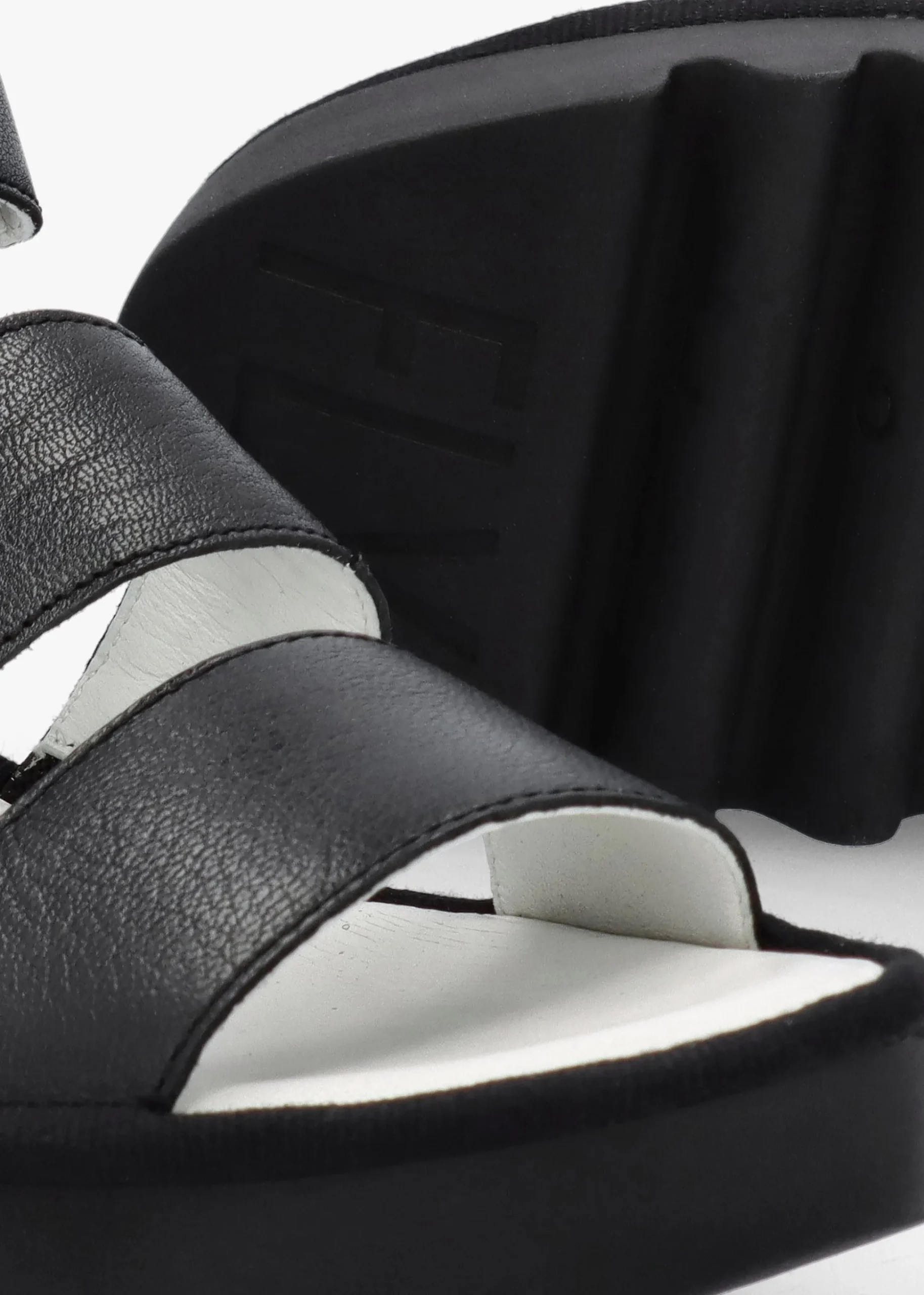 Bexy Black Leather Mid Wedge Sandals