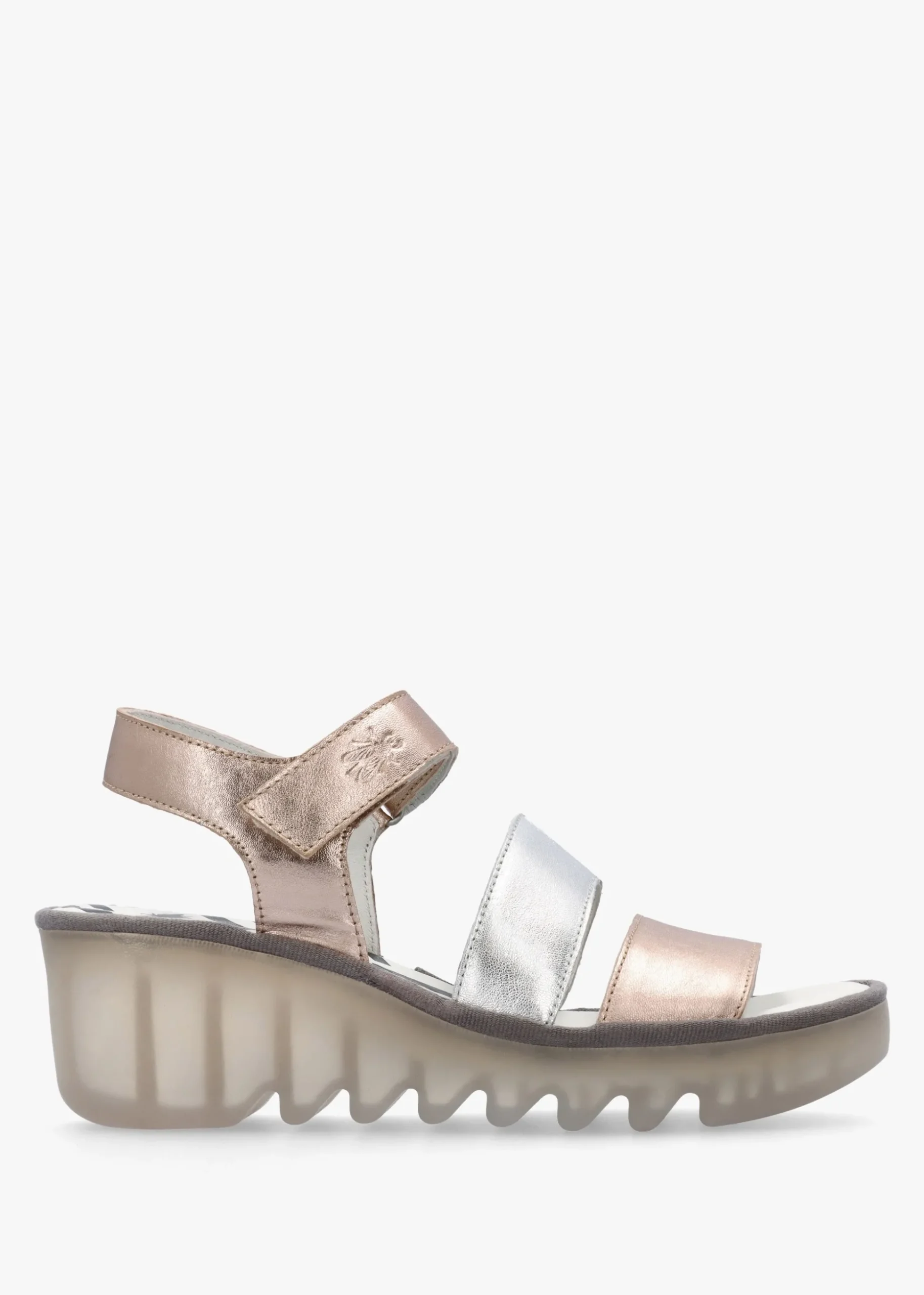 Bexy Sahara Silver Sahara Leather Mid Wedge Sandals