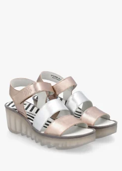 Bexy Sahara Silver Sahara Leather Mid Wedge Sandals