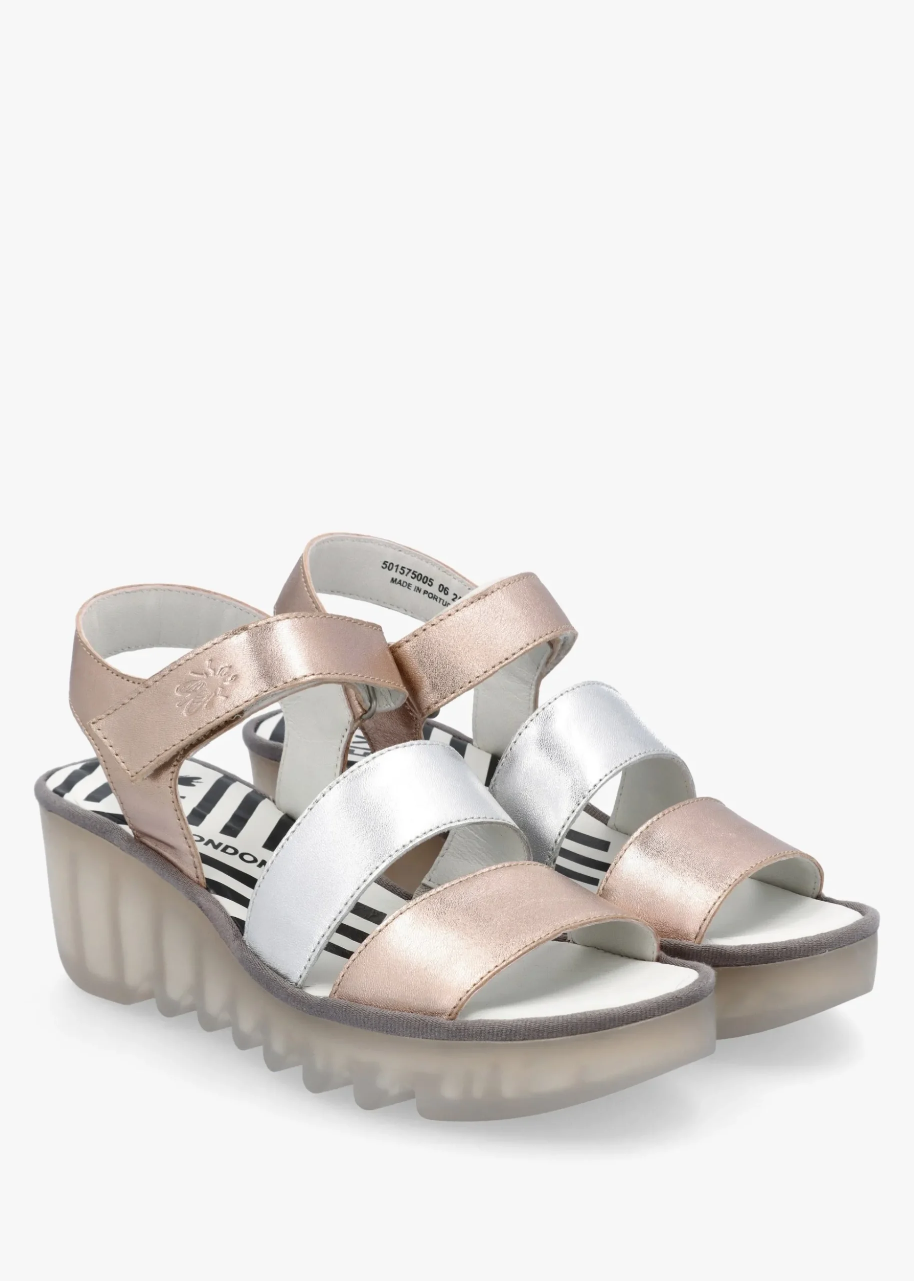 Bexy Sahara Silver Sahara Leather Mid Wedge Sandals