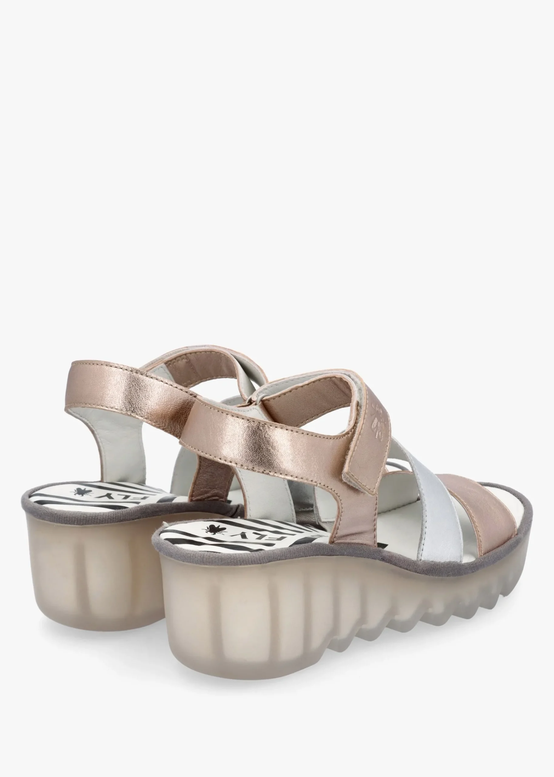 Bexy Sahara Silver Sahara Leather Mid Wedge Sandals