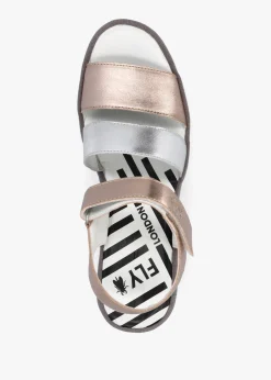 Bexy Sahara Silver Sahara Leather Mid Wedge Sandals