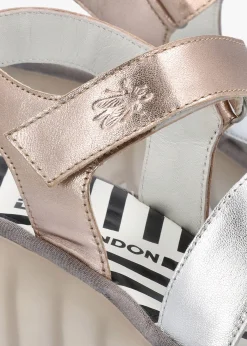 Bexy Sahara Silver Sahara Leather Mid Wedge Sandals