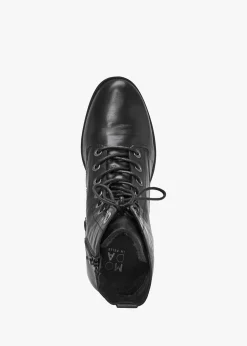 Bezzie Black Leather Block Heel Ankle Boots