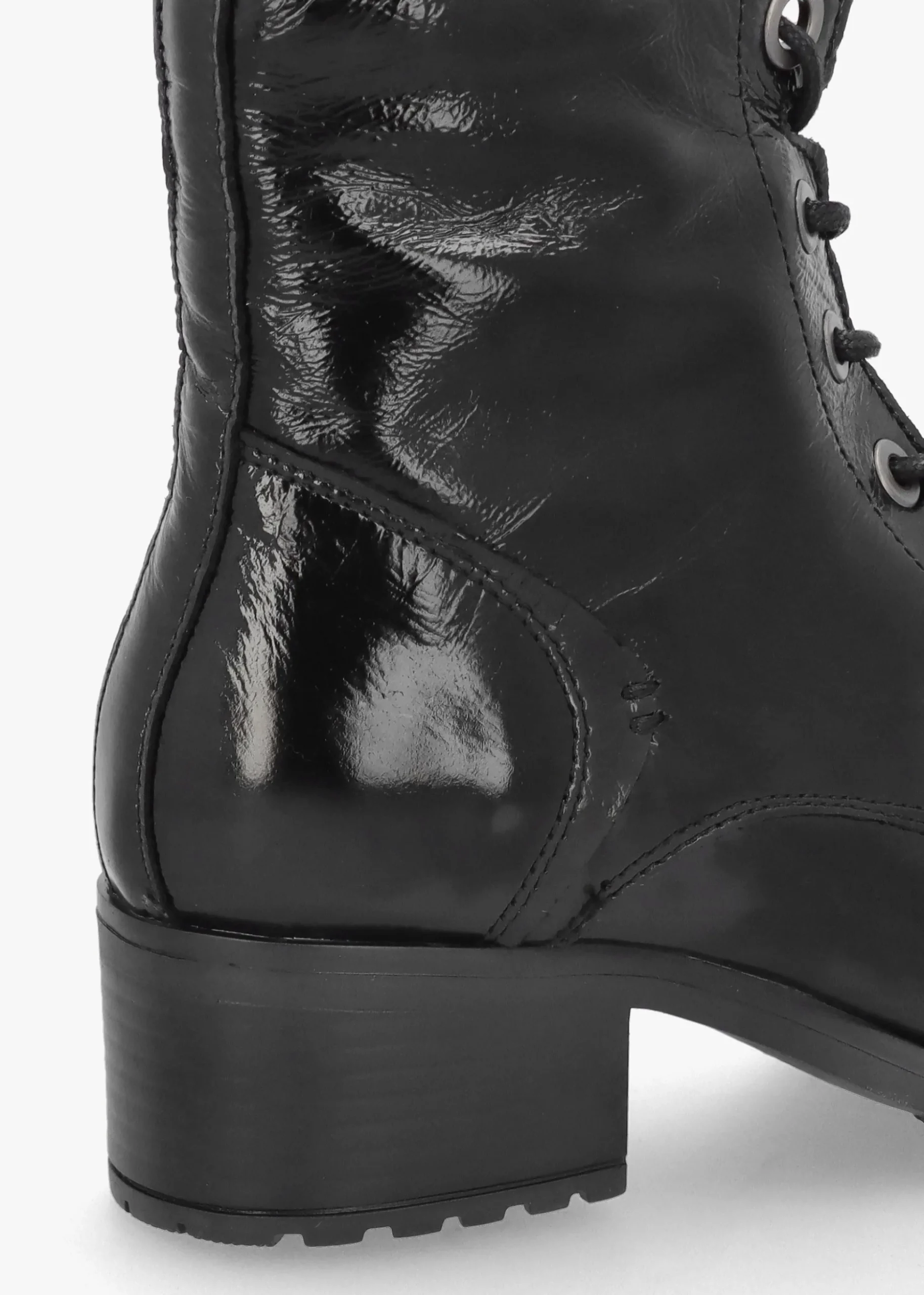 Bezzie Black Patent Leather Block Heel Ankle Boots