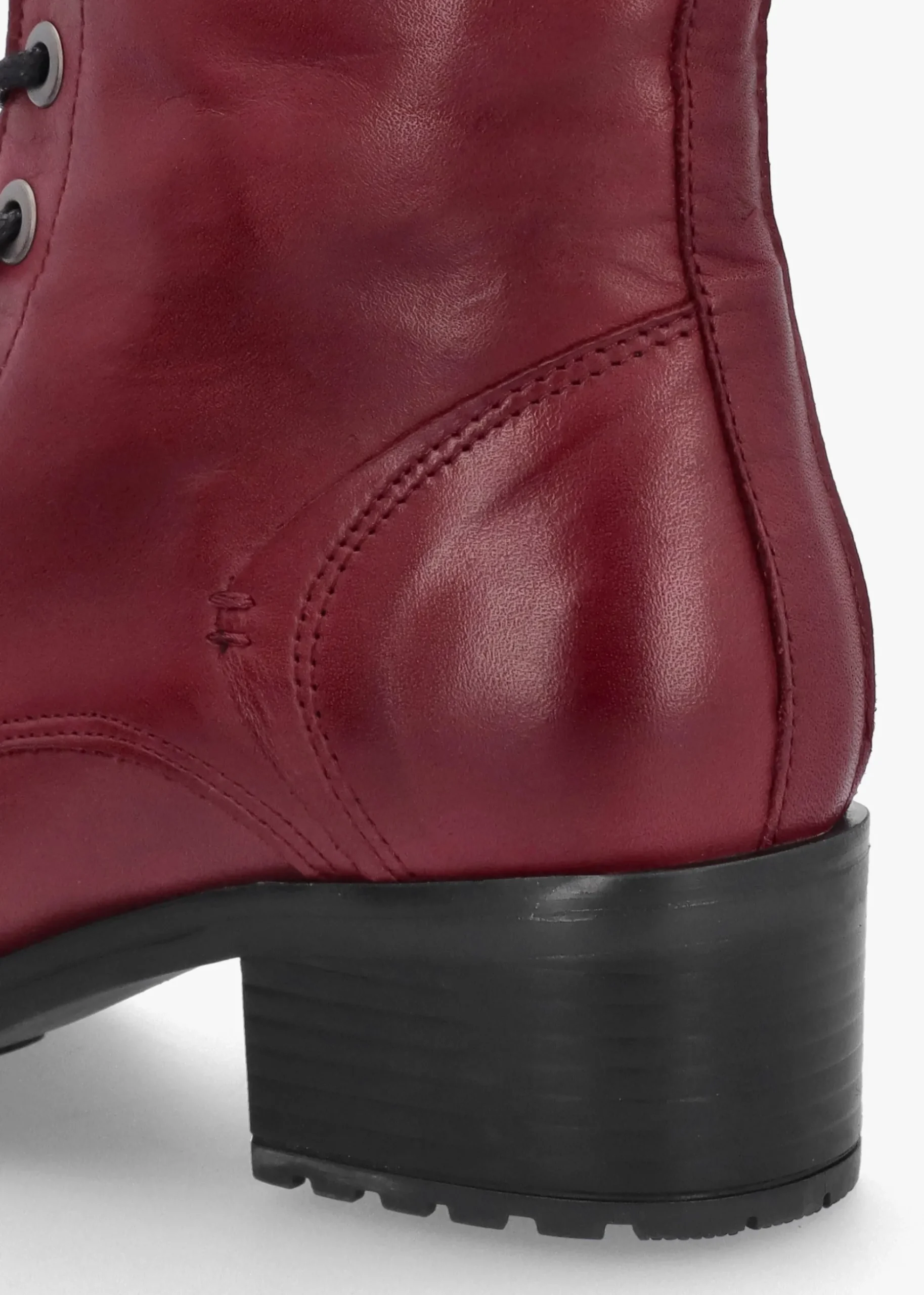 Bezzie Burgundy Leather Block Heel Ankle Boots