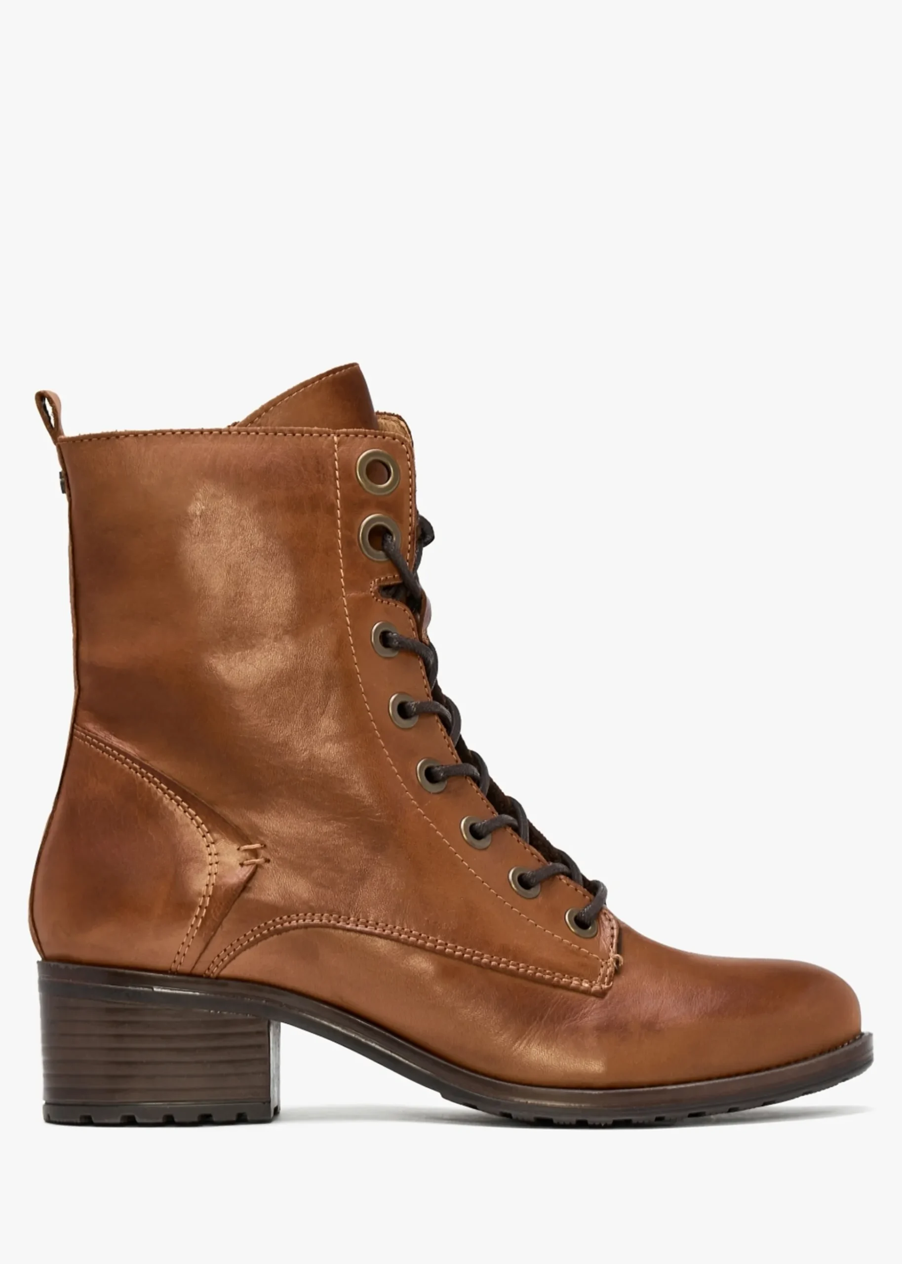 Bezzie Tan Leather Block Heel Ankle Boots