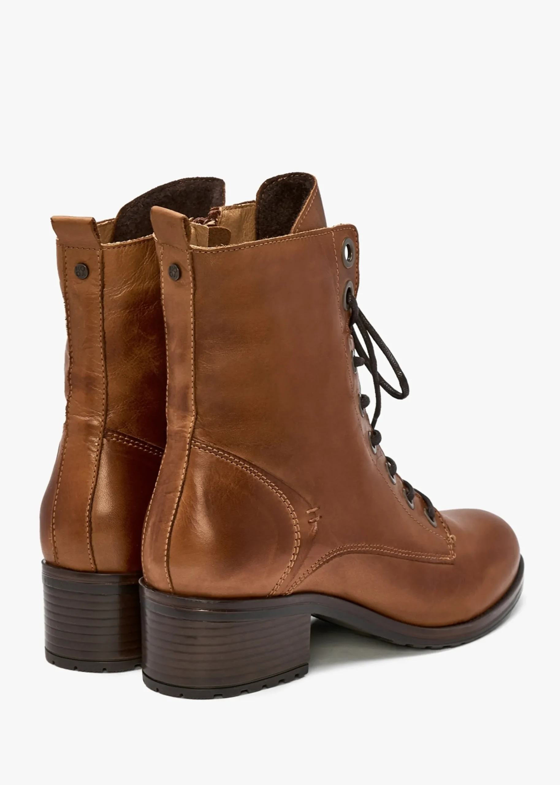 Bezzie Tan Leather Block Heel Ankle Boots