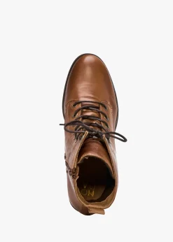 Bezzie Tan Leather Block Heel Ankle Boots