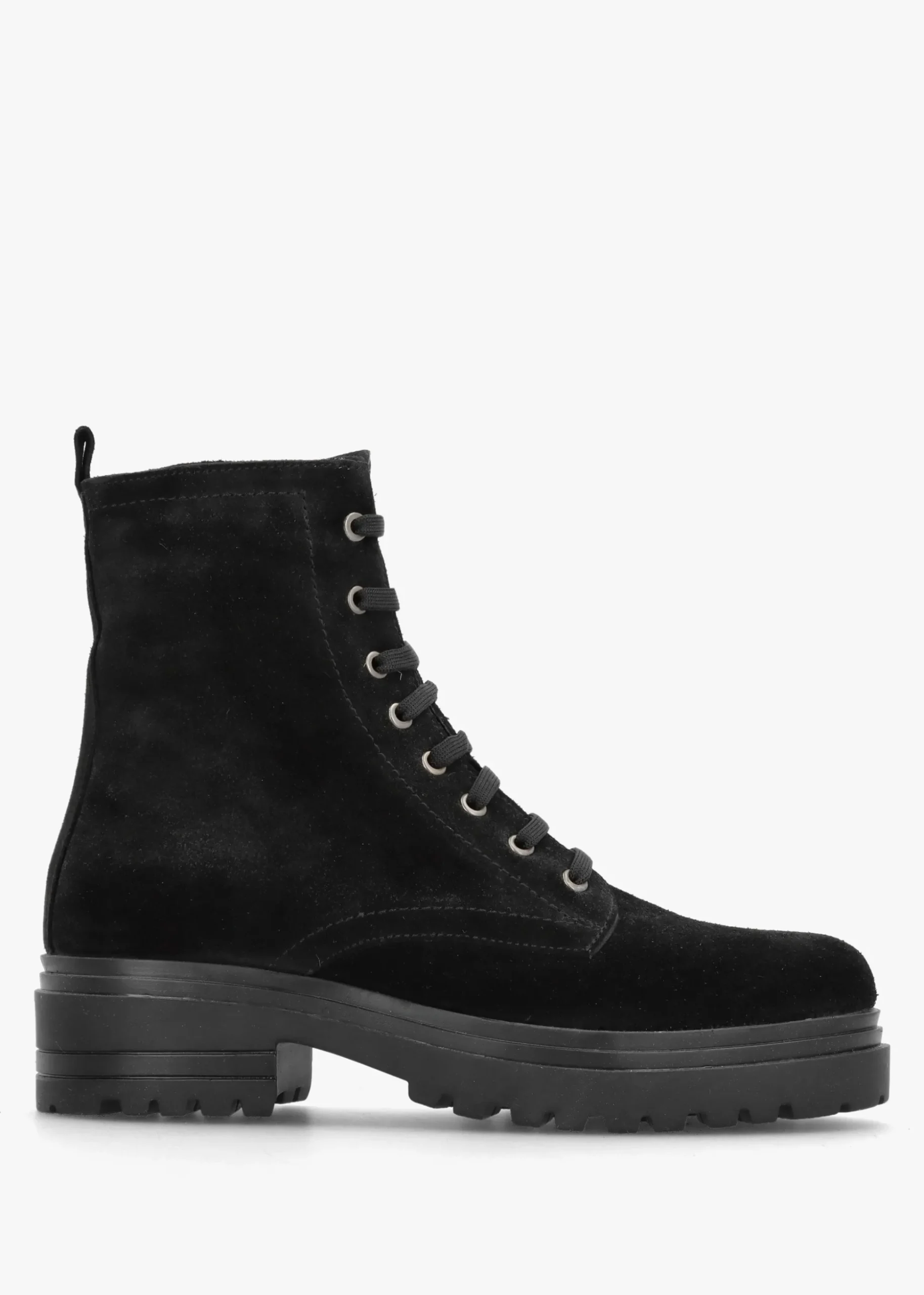 Bicky Black Suede Lace Up Ankle Boots